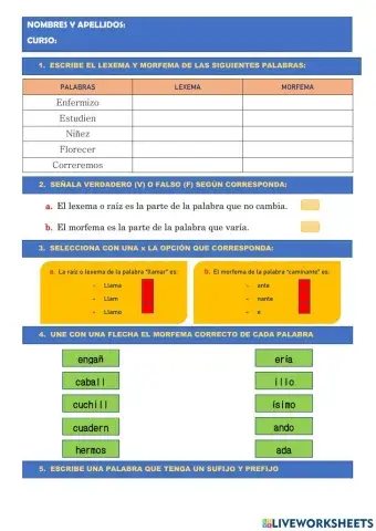 Lexema y morfema 5 primaria
