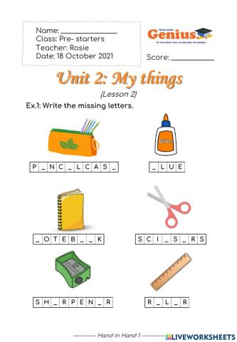 Unit 2: My things (Lesson 2)