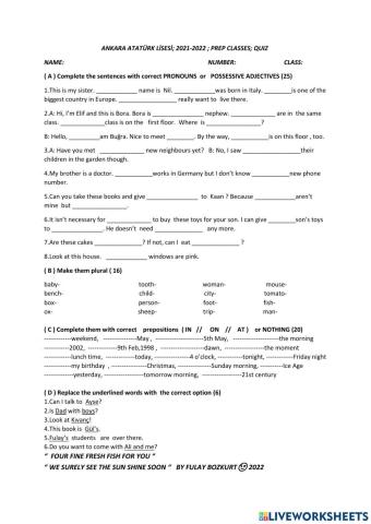 Pronouns & Prepositons