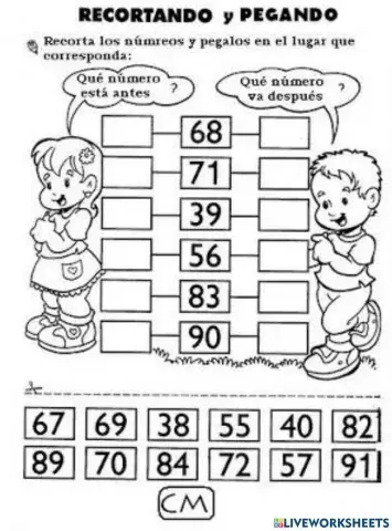 Orden de Números con 2 cifras: Antes-Después