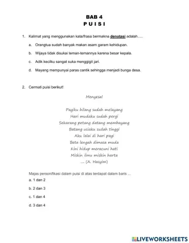 Menelaah  Unsur-Unsur Pembangun Puisi