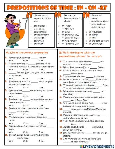Prepositions of time