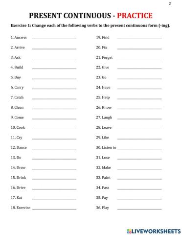 Change to Present Continuous