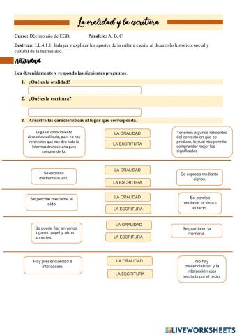 La oralidad y la escritura