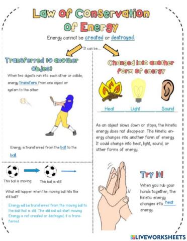Law of Conservation of Energy Notesheet