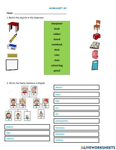 Possessive 's, family member, school objects