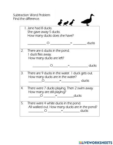 Subtraction Word Problem