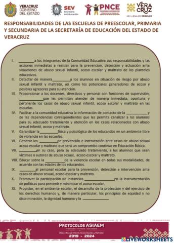 Responsabilidades de las escuelas