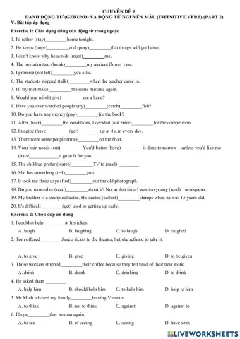 Gerund and infinitive