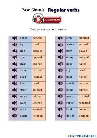 Past tense regular verbs