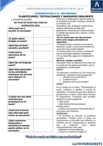 Planificamos, textualizamos y narramos oralmente