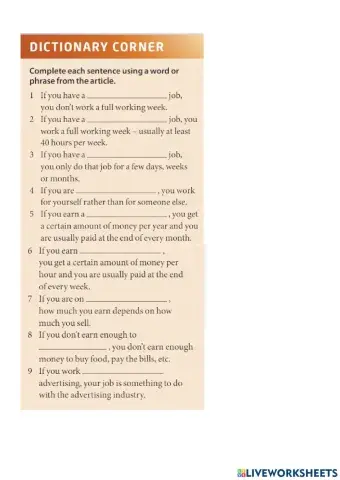 Dictionary Corner - unit 13