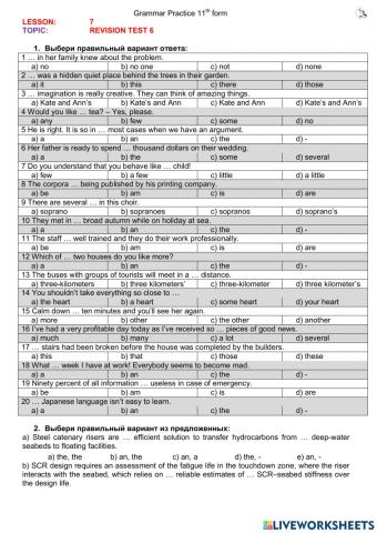 L7 Revision Test 6 (11th form, short)