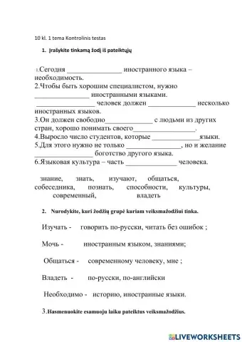 10 кл.  Об иностранных языках 1 тема