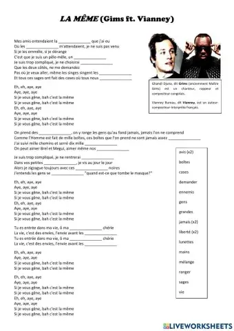 Chanson: -La même- (Gims feat. Vianney)