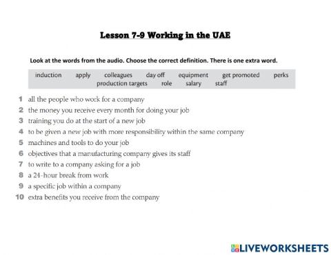 working in the UAE workbook activity 1
