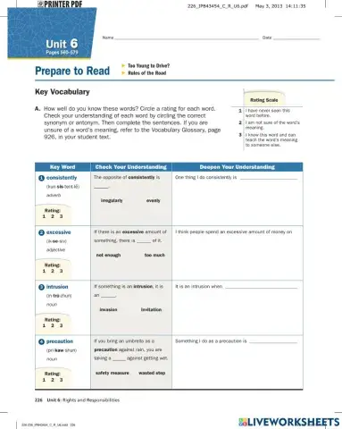 Too young to drive (Vocabulary)
