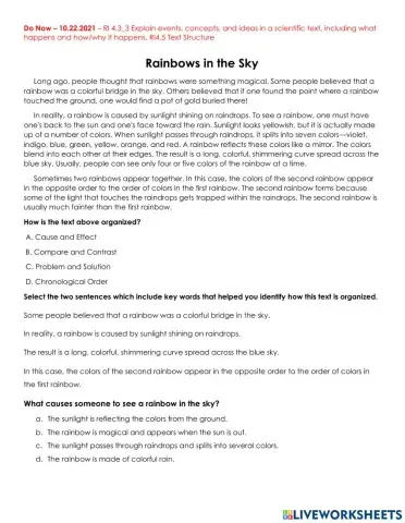 Do Now 10.22.2021 Rainbows