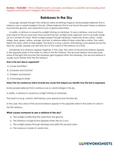 Do Now 10.22.2021 Rainbows