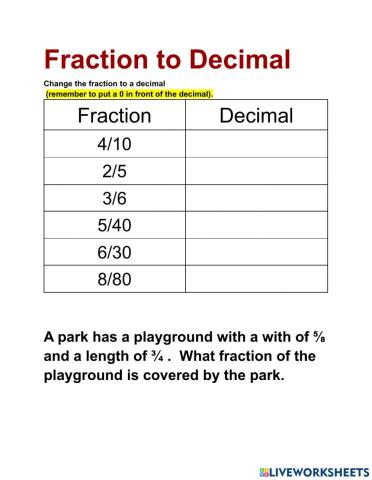 Fraction to Decimal