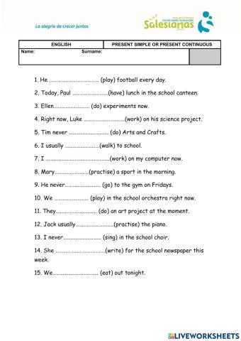 Present simple or present continuous