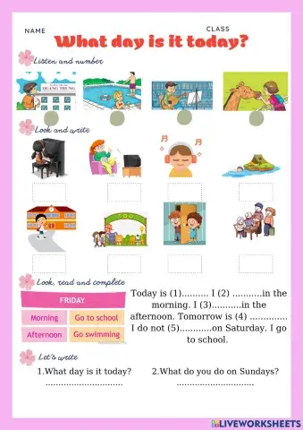 Unit 3: What day is it today? Lesson 2