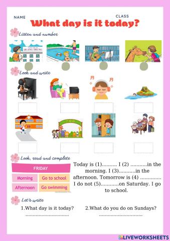 Unit 3: What day is it today? Lesson 2