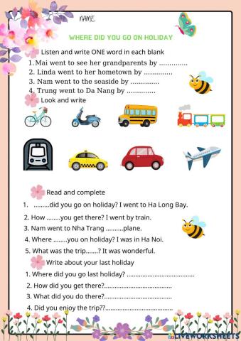 Unit 3: Where did you go on holiday? Lesson 2