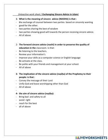 Exchange sincere a dvice