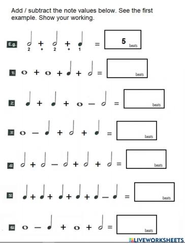 Music Note Values Worksheet -1