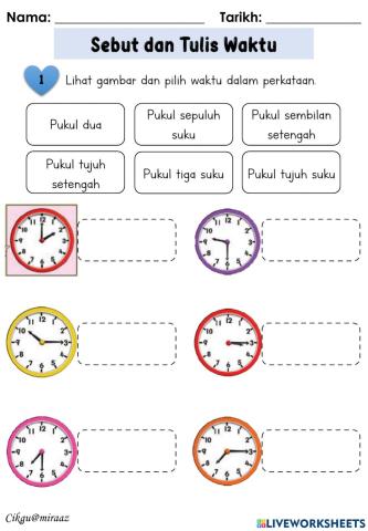Matematik - Sebut dan Tulis Waktu