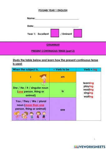 Present continuous tense
