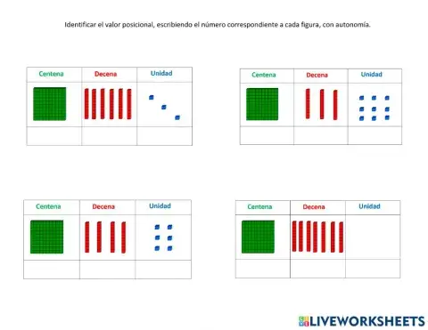 Ficha de valor posicional con centena