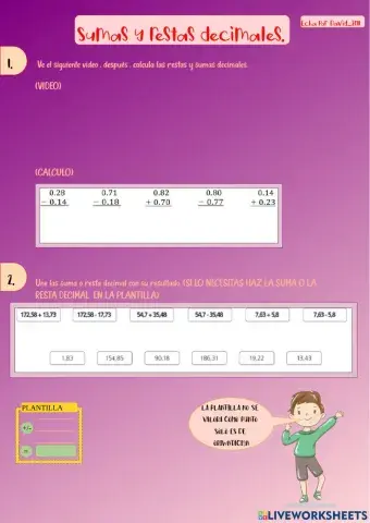 Sumas y restas decimáles