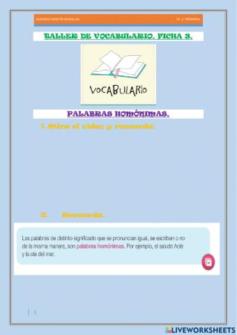 Taller de vocabulario. Ficha 3.