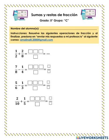Sumas y restas de fracción