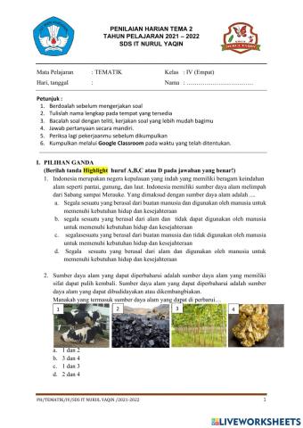 Daily test sumber daya alam