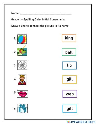 Spelling Quiz - Initial Consonant