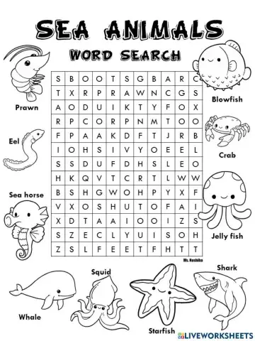 Sea Animal Wordsearch