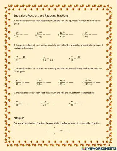 Equivalent Fractions and Reducing Fractions