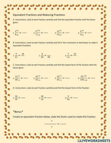 Equivalent Fractions and Reducing Fractions