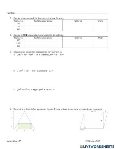 Operaciones con Polinomios