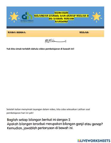 Bilangan Genap & Bilangan Ganjil