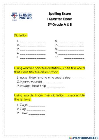 Spelling Exam