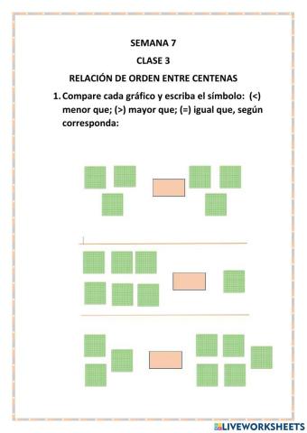 Relación de orden de las centenas