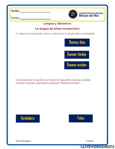 Saludos en lengua de señas ecuatoriana