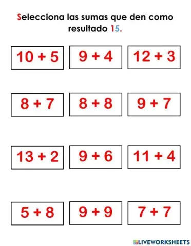 Sumas con resultados iguales