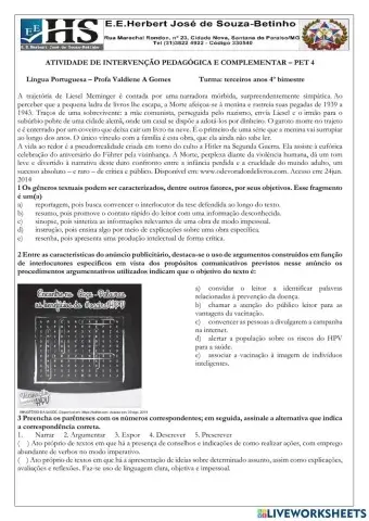 Atividade de intervenção pedagógica