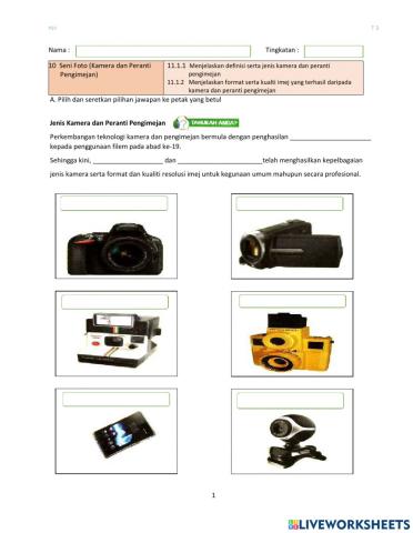Bab 11.1.1 Seni Foto(Definisi kamera dan Peranti pengimejan)