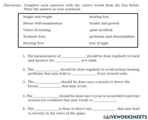 Health Appraisal Procedure